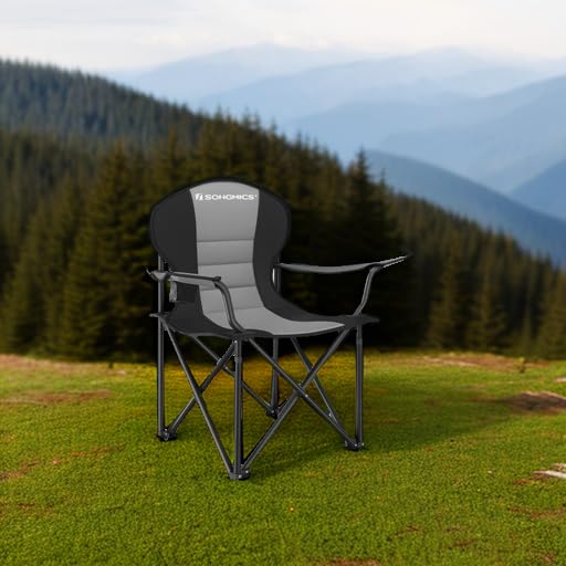 SONGMICS Camping Chair, Lightweight Folding Beach Chair, Adjustable Height, Steel Frame, Portable for Outdoor Travel - Image 6