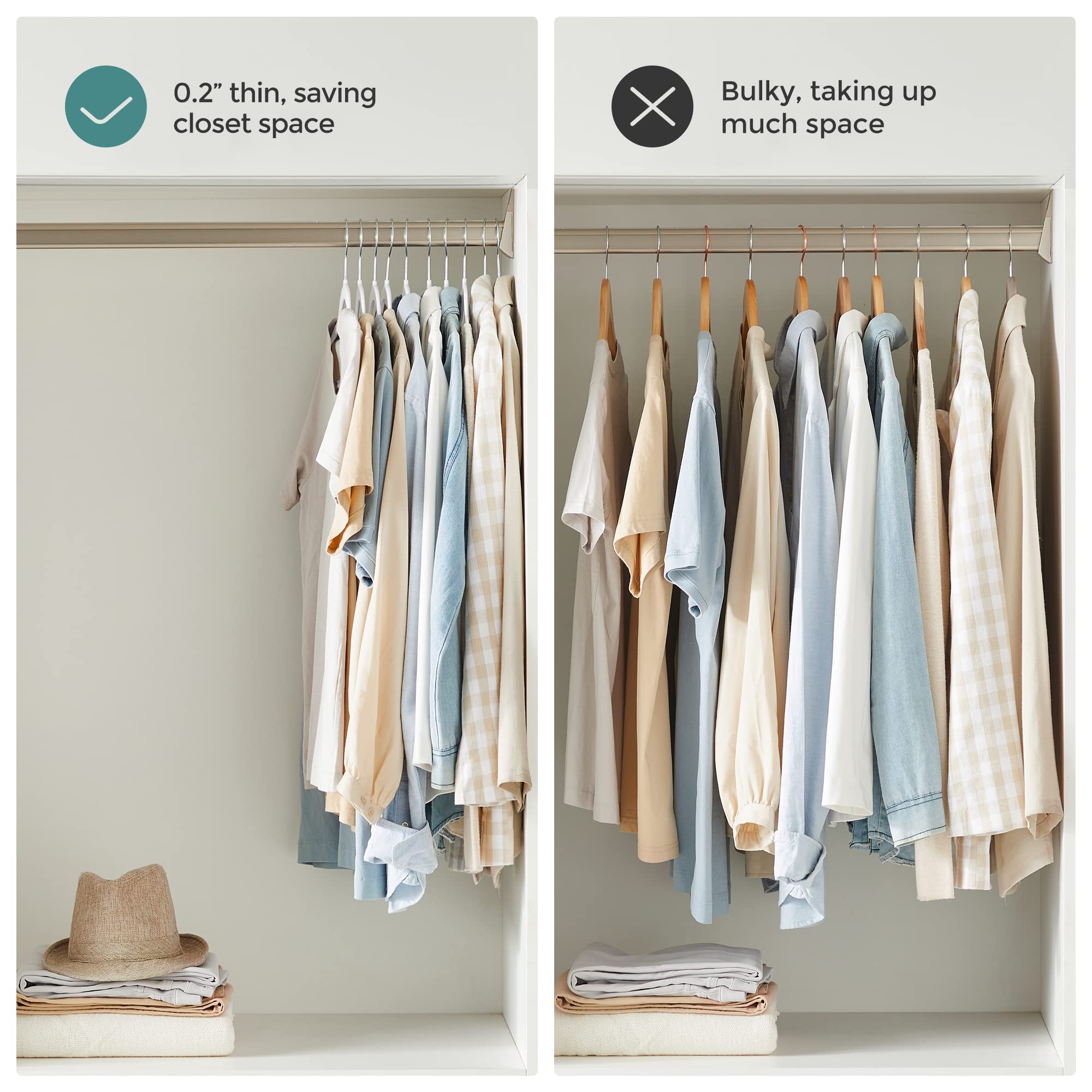 SONGMICS Clothes Hangers, Pack of 50 Plastic Coat Hangers, Space-Saving, Cloud White and Dark Gray UCRP050W50 - Image 7